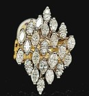 18k white yellow gold Vintage 2.75ct natural marquise Diamond engagement ring