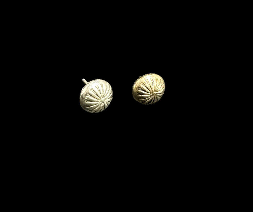 Sterling Silver Earrings Round Etched Vintage Pos… - image 4
