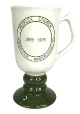 Vintage Hall Irish Coffee Cup Pedestal Mug Peoples Church Worcester, Mass 1975