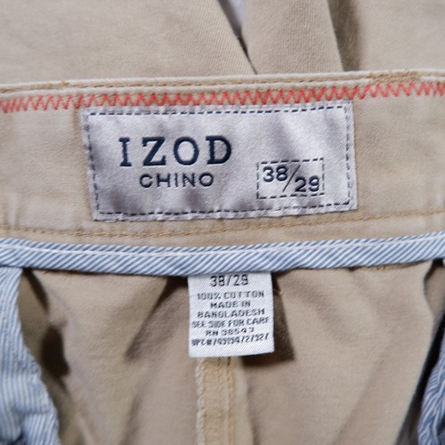 IZOD Light Brown Wide Leg Cotton Chinos Mens Pants 38x29 - Picture 4 of 7