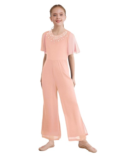 Girl Leotard Pageant Jumpsuit School Dance Rompers High Waist Dancewear Flower - Picture 55 of 63
