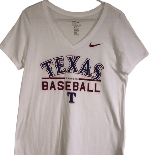 Nike T-shirt Size Large Texas Ranger Baseball Swoosh Vneck pullover short sleeve