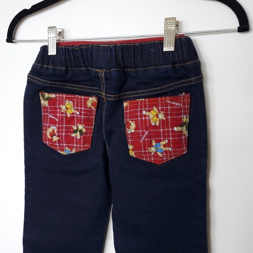 Bapulkids Blue Denim Jeans Pants Size 15 Patched Pockets Pattern Made in Korea - Picture 9 of 11