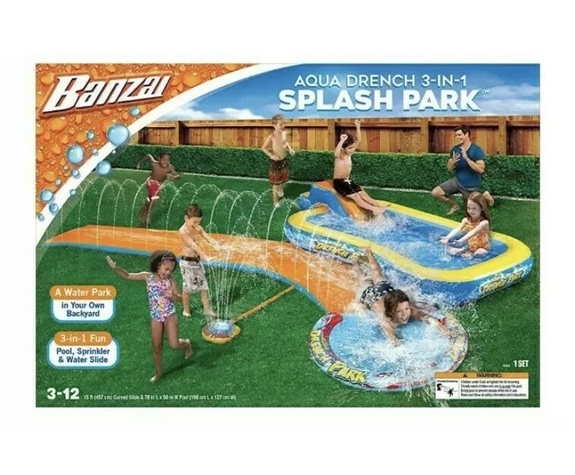 Banzai 3-in-1 Aqua Water Drench Splash Park w/ Water Slide & Inflatable Pool - Image 2 of 4