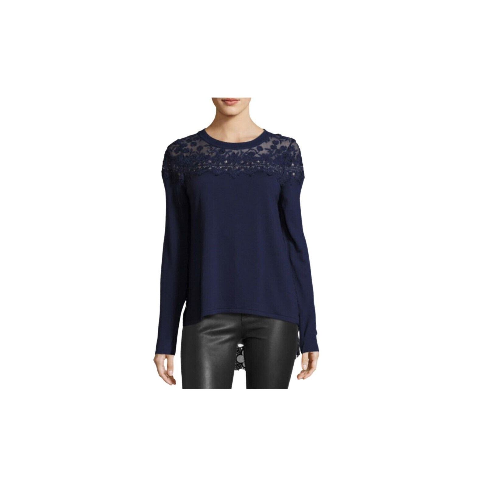 elie tahari navy lace back sweater