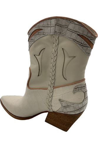 Dolce Vita Leather Cowboy Boots Loral Ivory - Picture 2 of 3