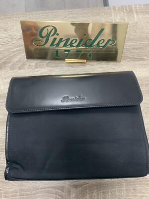 Pineider LARGE Nécessaire Black Fine Leather and Canvas 230 x 180 x 75 MM