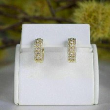 2.50Ct Lab Created Round Diamond Huggie Earrings Women's 14K Yellow Gold Over