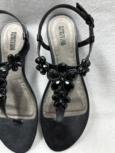 WOMENS KENNETH COLE Reaction SANDALS SHINE ON BMT -Black 10M - Picture 5 of 6