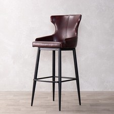 RED FAUX LEATHER BAR STOOL WINGBACK BAR/COUNTER HEIGHT RESTAURANT STOOLS