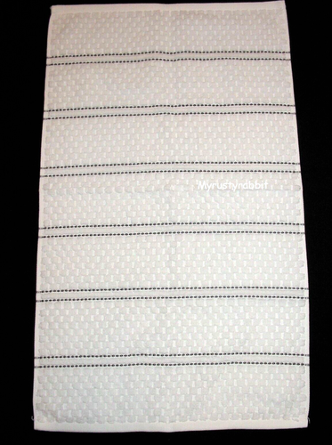 x1 DKNY White & Gray Bathroom Hand Towel - Cotton Towel - Waffle Weave