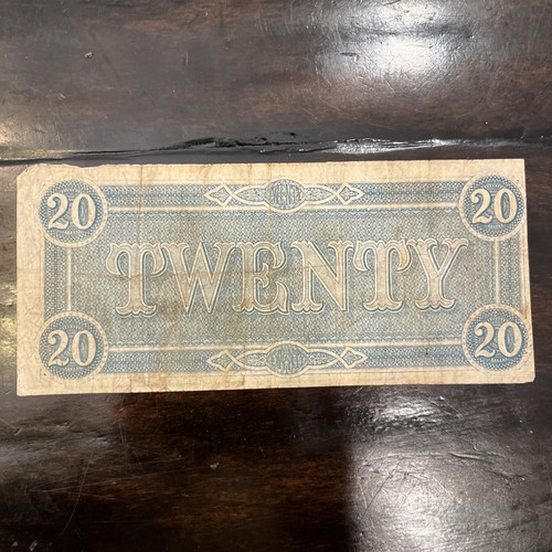 20 Dollar Confederate States of America Banknote Circulated - Picture 2 of 6
