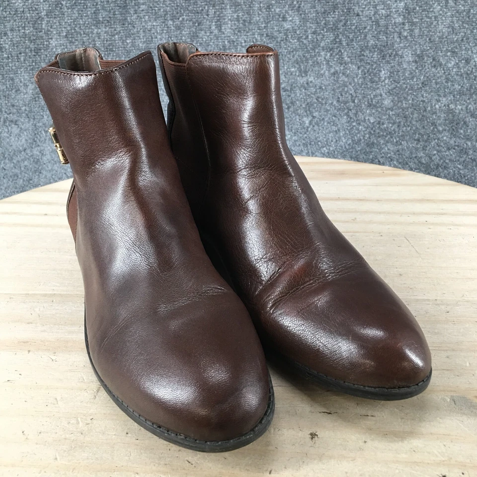 Alex Marie Boots Womens 7.5 M Ankle Booties Buckle Casual Brown Leather Pull On - Image 3 of 4