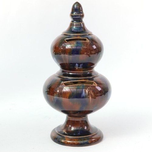 Salvadanaio Denby ceramica smaltata maiolica gres h20 cm circa 1900 - Foto 3 di 11