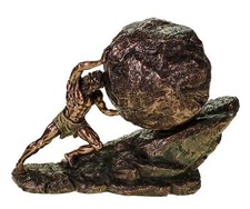 Veronese Figur Sisyphos und der ewige Fels 29cm bronziert griechische Mythologie