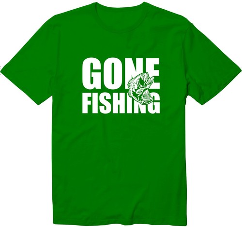 Gone Fishing Shirt Fisherman Gone Lucky Graphic T-Shirt Funny Bass Fishing Tee - Picture 11 of 22
