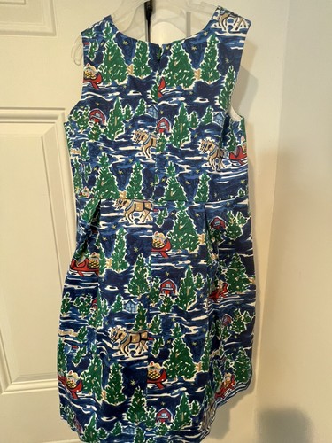 Girl’s CPC Childrenswear Christmas Dress Lined Trees Horses Sleigh Size 10 READ - Picture 7 of 10