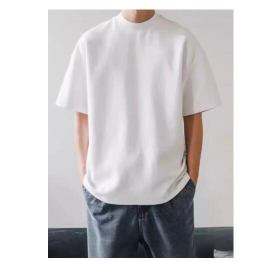 New Men's Oversized T-Shirt - 100% Cotton Summer Basic Short Sleeve Solid Top for Casual Comfort