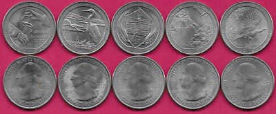 USA 5 QUARTER SET,AMERICA THE BEAUTIFUL 2015 XF SARATOGA,BOMBAY HOOK,HOMESTEAD,B