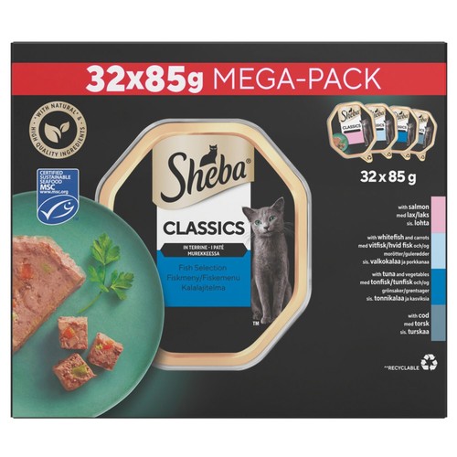 32 x 85g Sheba Classics Adult Wet Cat Food Trays Ocean Selection in Terrine - Picture 4 of 12