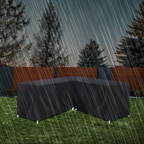 L-Shaped Furniture Cover Heavy Duty Waterproof Outdoor Garden Rattan Sofa Table - Picture 8 of 15