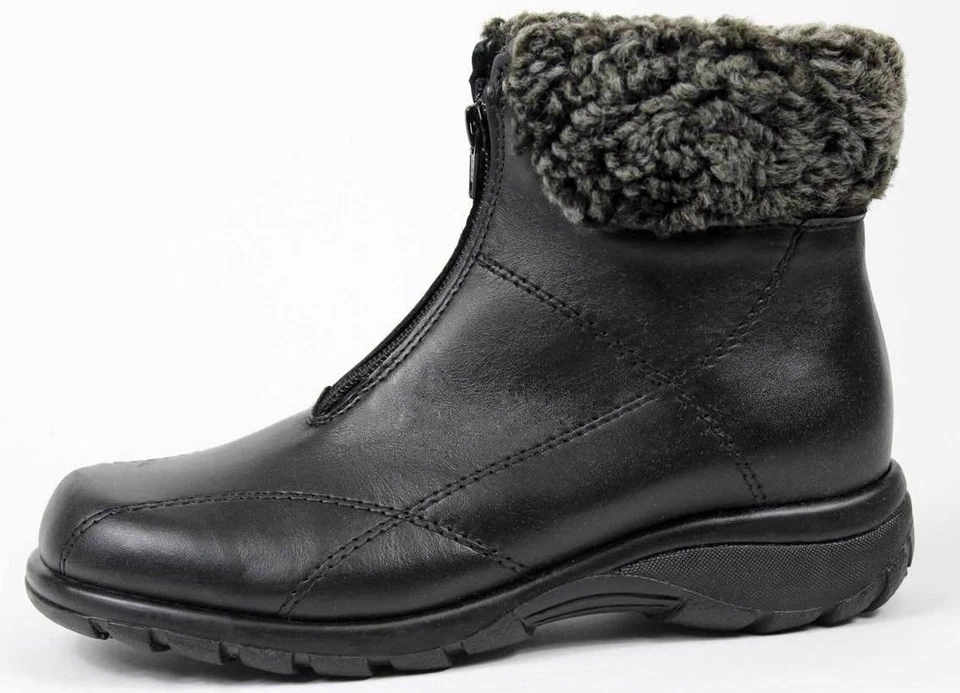 Новый MARTINO женщин кожи водонепроницаемый снег зима спереди молнии меха загрузки обуви Sz 8,5  - Изображение 2 из 4