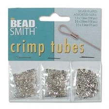 Crimps Tube Beads Silver-Plated Assortment 41105 1.5mm, 2mm and 2.5mm