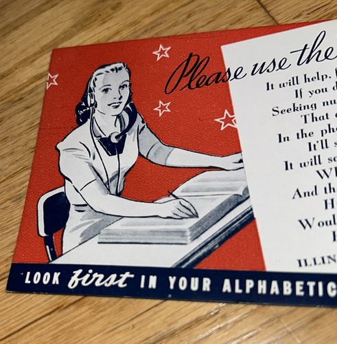 Vintage ILLINOIS BELL TELEPHONE COMPANY BLOTTER "Please use the Directory!" - Picture 2 of 4