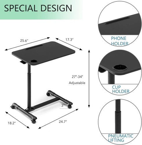 Modern Overbed Table with Wheels - Waterproof and Adjustable for Home Use - 第 5/10 張圖片