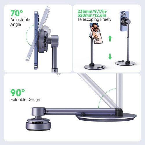 Wireless Charging Phone Holder Mobile Phone Radiator Adjustable Telescopic Rod - Zdjęcie 13 z 14