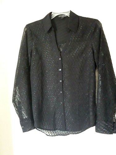 Express Black Sheer Top Blouse Sz XS