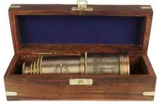 Nautical Brass Telescope Maritime Pirate Spyglass With Wooden Box Gift