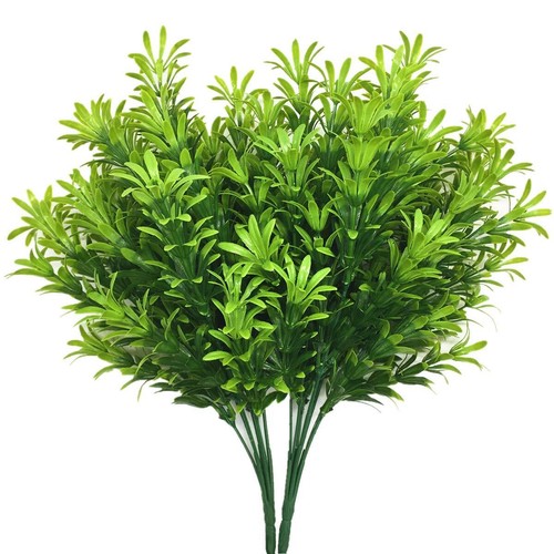 Artificial Plants Shrubs Plastic Shrub Fake Bushes Grass Greenery Leaves Bush...