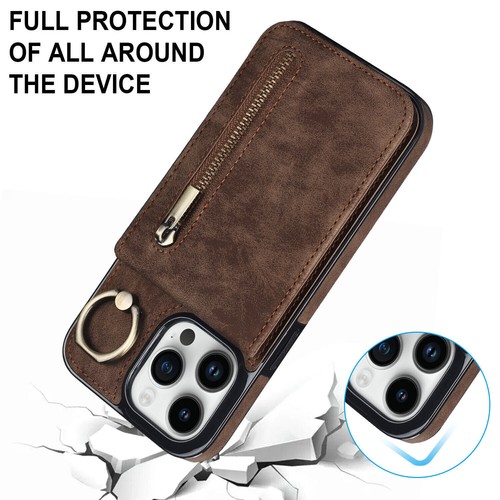 Stand Zipper Card Slot Ring Holder Phone Case For iPhone 11 13 12 14 Pro Max - 第 31/71 張圖片