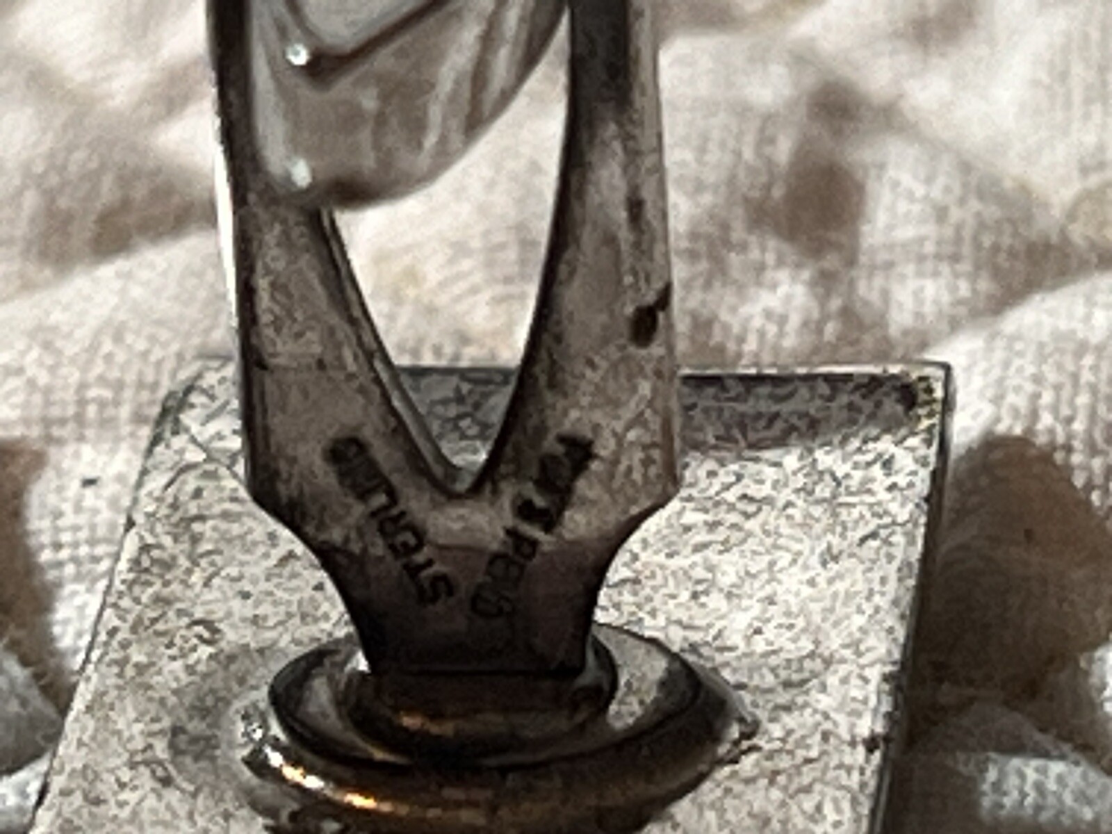 Vintage Sterling Silver Brushed Rectangular Bulle… - image 6