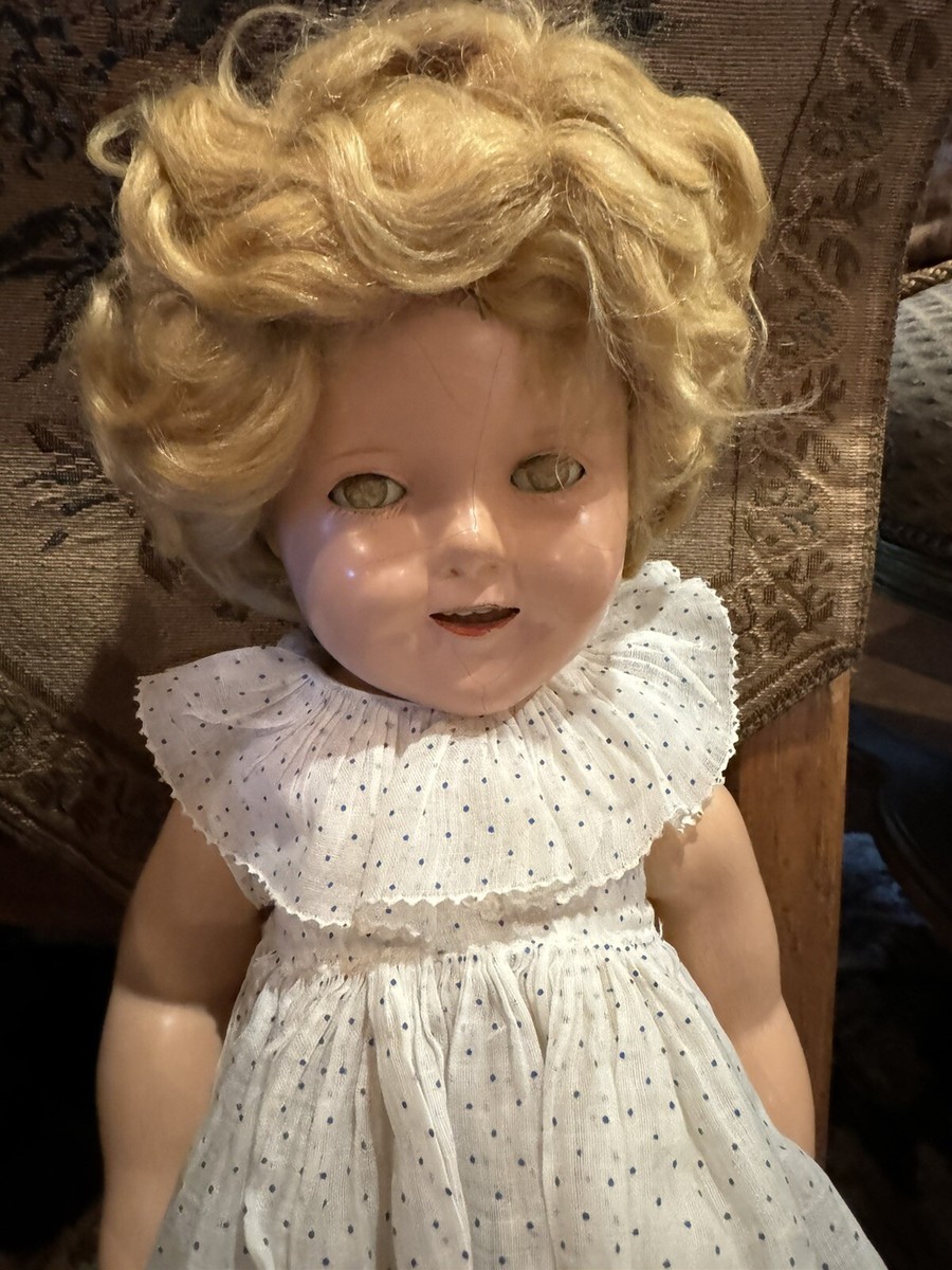 ビンテージ、シャーリー・テンプル人形 ポルカドットのドレス IDEAL 18” Antique Ideal Compo Shirley Temple Doll 1930's All Original