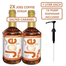 2 LITER BUNDLE 1 PUMP DISPENSER JOES COFFEE SYRUP Sugar free SALTED CARAMEL