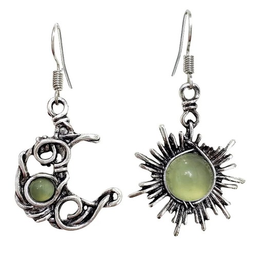 Moda Bohemia Sol y Luna Pendientes Color Plata Redondos Cristal Gota Pendiente... - Imagen 13 de 14