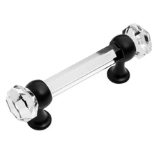 Cosmas Cabinet Hardware Flat Black Handle Pull with Clear Glass #6393FB-C