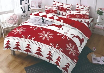 All Size Bed Ultra Soft Quilt Duvet Doona Cover Set Christmas Bedding Santa Xmas - image 1 of 2