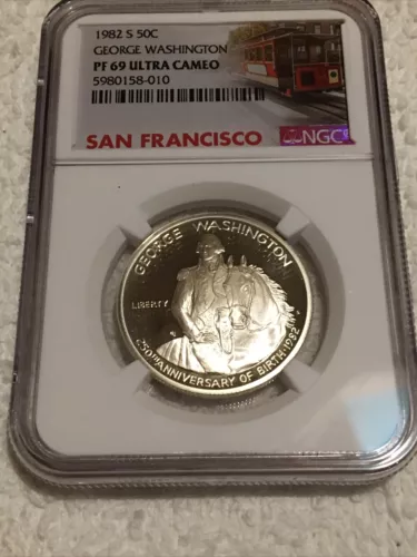 1982 S George Washington Half Dollar 50c NGC PF69UCAM With San Francisco Label￼