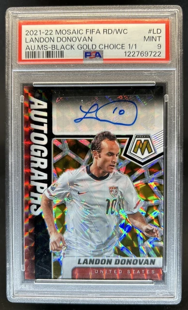 2021-22 Mosaic Fifa World Cup Landon Donovan Black Gold Choice Auto #1/1 PSA 9