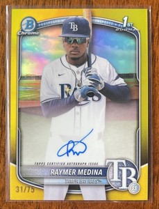 2025 Bowman Chrome Raymer Medina Yellow Refractor Auto /75 1st Auto Rays