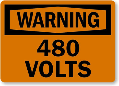 OSHA Warning Sign Aluminum Weatherproof 480 Volts 8x12 Industrial Safety