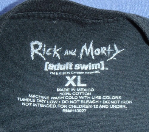 Camiseta de natación para adultos Rick & Morty XL 100 % algodón negra con gráfico espacial película - Imagen 3 de 8