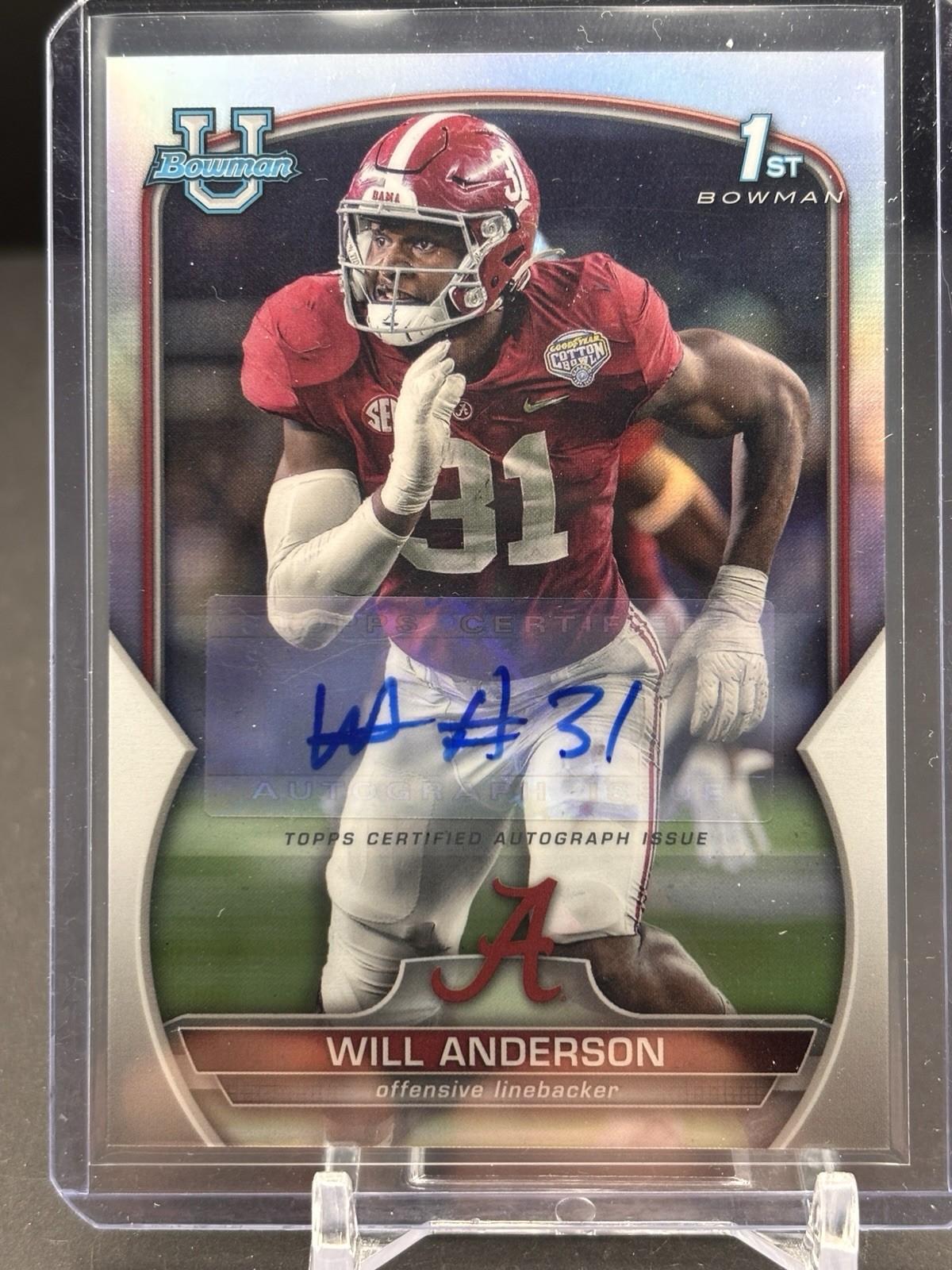 2022 Bowman Chrome U University Will Anderson RC 1st Refractor Auto /499