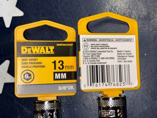 Two DeWalt 13mm - 3/8” DR 6PT DEEP SOCKET DWMT863250SP TWO PIECES - Picture 6 of 8