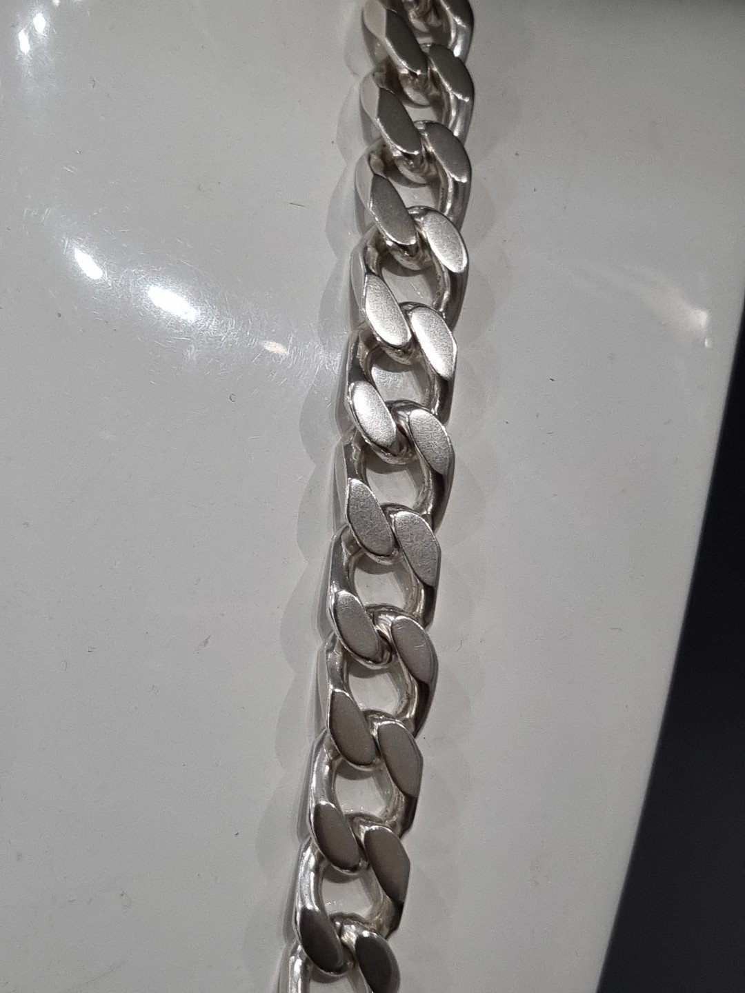 925 Sterling Silver Solid Flat Curb Heavy Chain N… - image 2