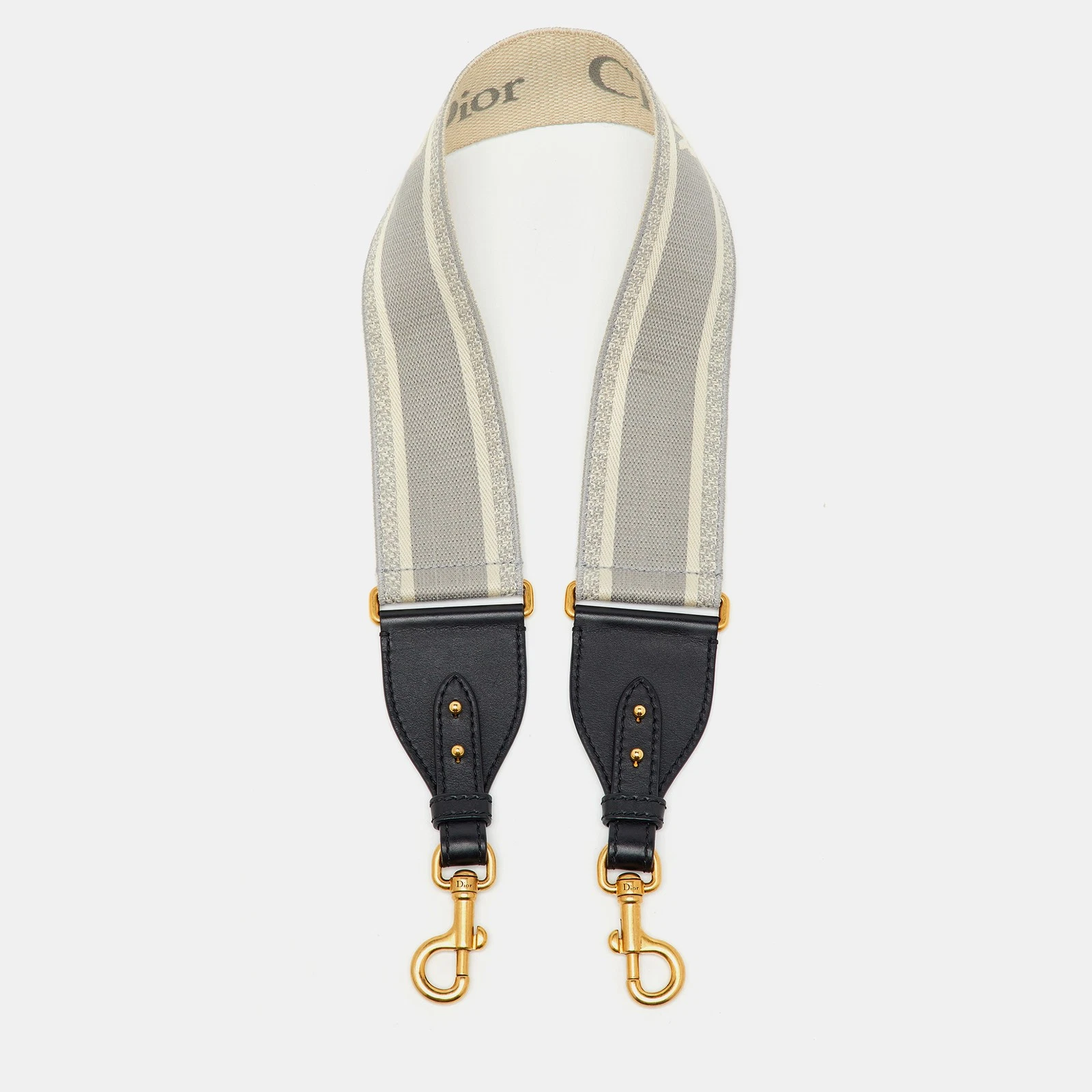 Sac bandoulière Dior gris/noir brodé toile et cuir