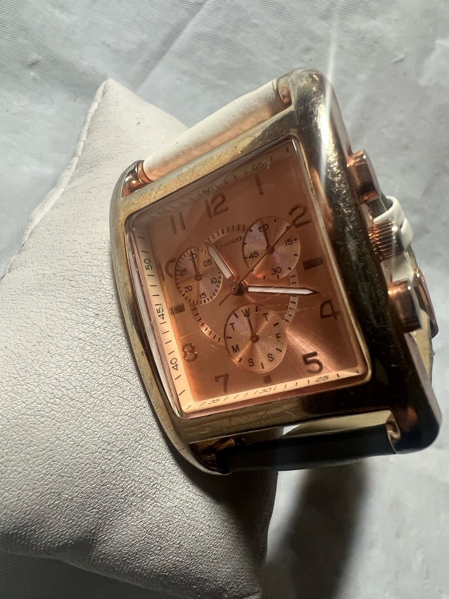 Geneva 2377, stainless steel, rose gold,TANK, 37 x 44 mm,Two Tone